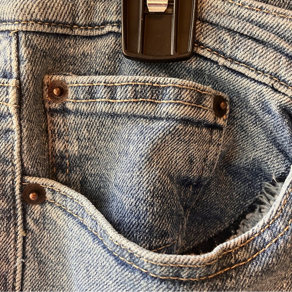 Calvin Klein‎ Classic Blue Denim Jeans Size 16 Y2K Straight Leg High Rise - Picture 4 of 15